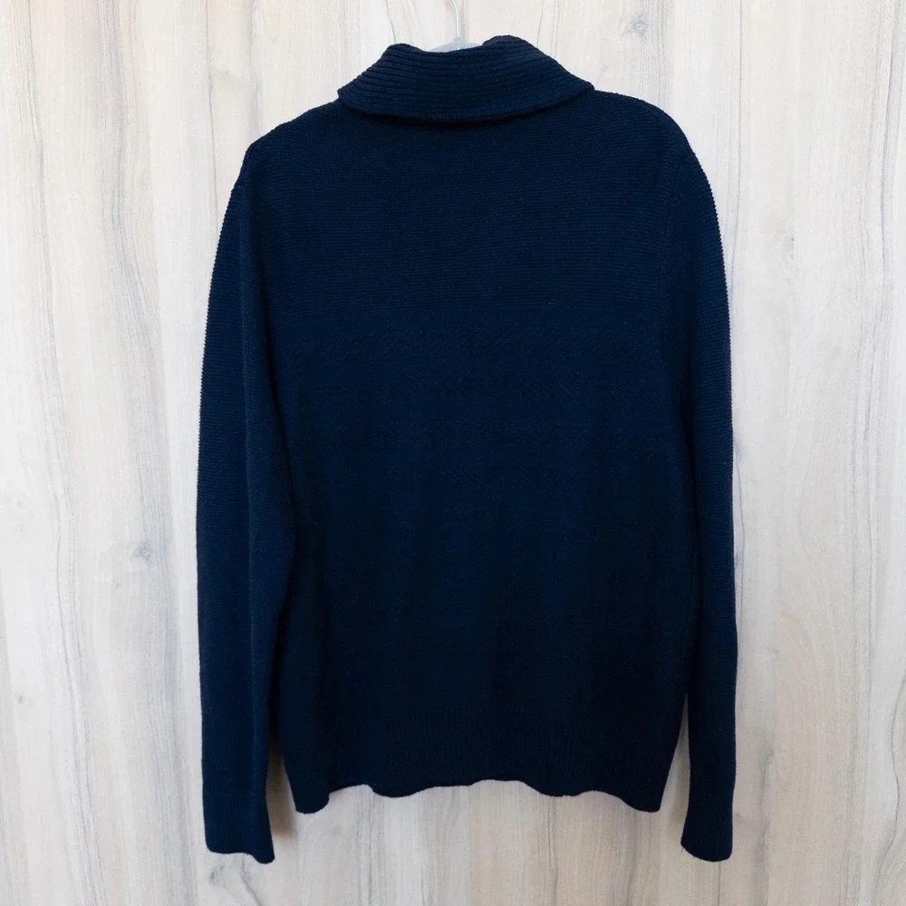 Banana Republic Mens Shawl Collar Pullover Sweater Size XL Navy‎ Preppy Heritage